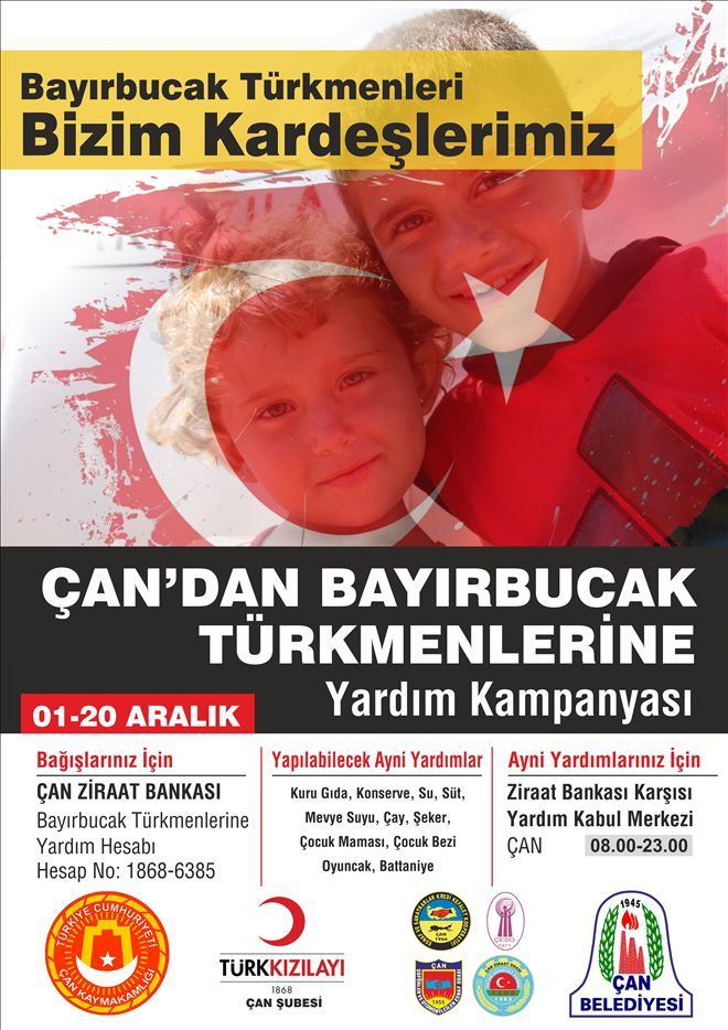 Çan´dan Bayır Bucak Türkmenlerine Yardım Kampanyası