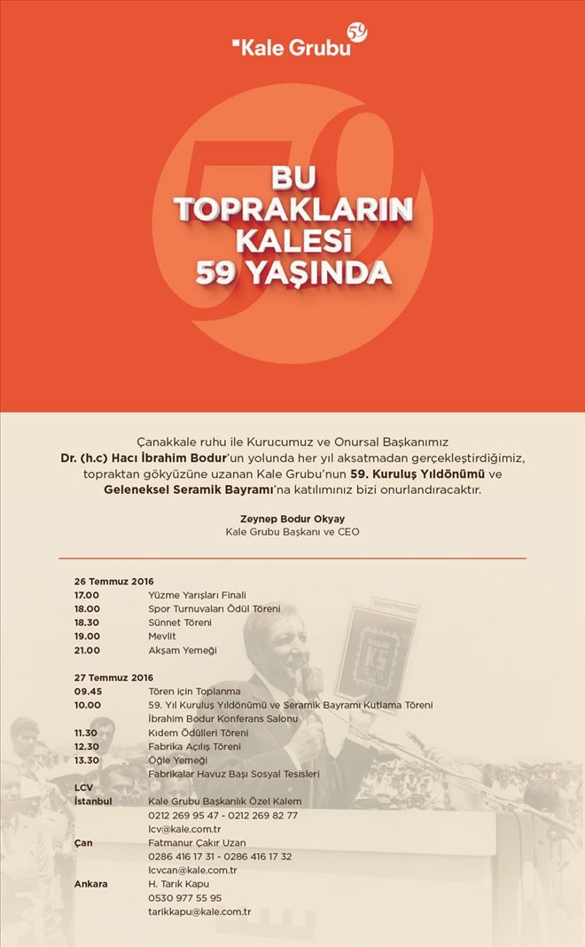 KALE SERAMİK 59 YAŞINDA