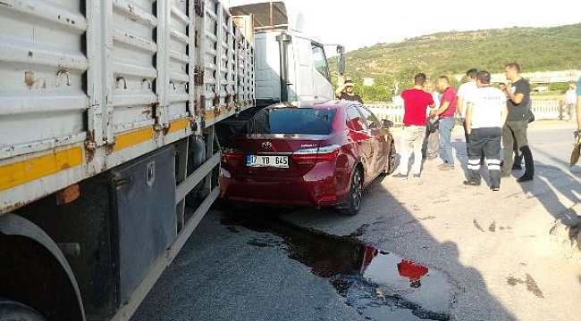 Çan'da Kaza! Otomobil Tırın Altına Girdi..