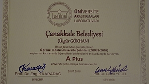 Çanakkale Belediyesine "A Plus" Ödül!