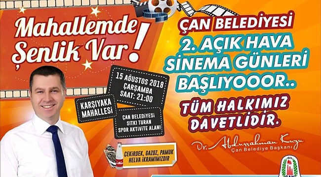 ÇAN BELEDİYESİ AÇIK HAVA SİNEMA GÜNLERİ BAŞLIYOR