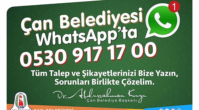 Çan Belediyesi Whatsapp Hizmetiyle Vatandaşa Daha da Yakın