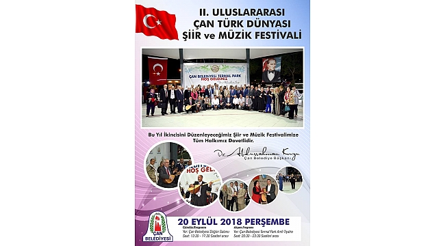 2.Uluslararası Çan Türk Dünyası Şiir ve Müzik Festivali Yarın Başlıyor