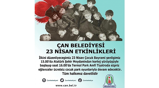 Çan Belediyesinden 23 Nisan Etkinliklerine Davet
