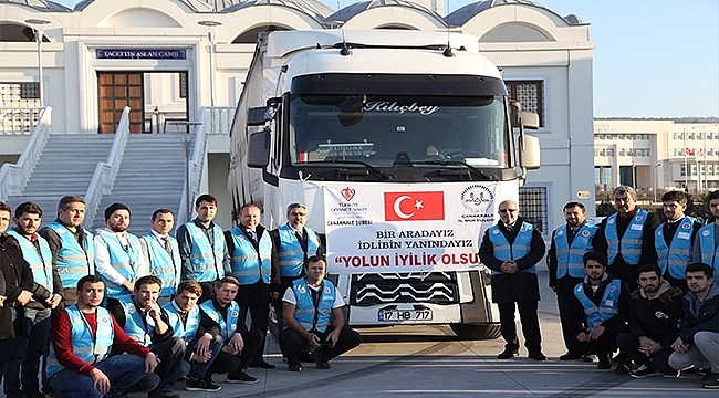 ÇANAKKALE´DEN TOPLANAN YARDIM MALZEMELERİ İDLİB´E UĞURLANDI