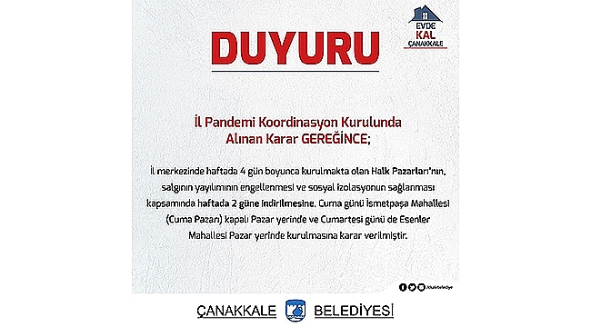 ARTIK SADECE CUMA PAZARI VAR!