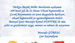 ÇAN KAYMAKAMI MUSTAFA GÜRDAL'IN 23 NİSAN KUTLAMA MESAJI