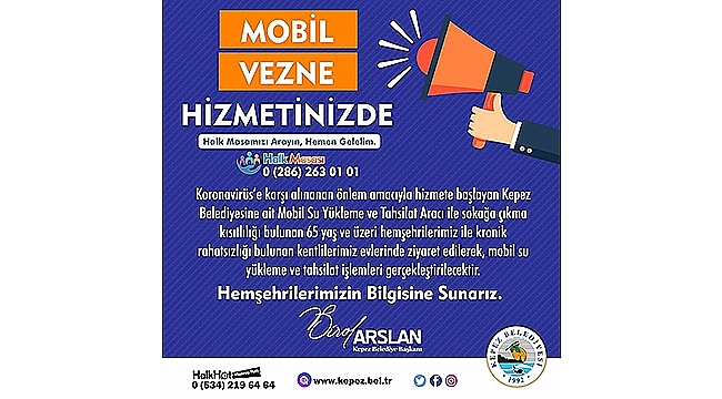 KEPEZ HALKINA HİZMET İÇİN MOBİL VEZNE YOLLARDA