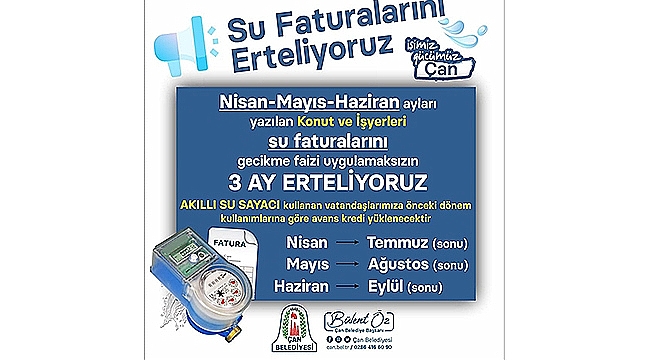 KONUT VE İŞ YERİ SU FATURASI ÖDEMELERİNE 3 AY ERTELEME