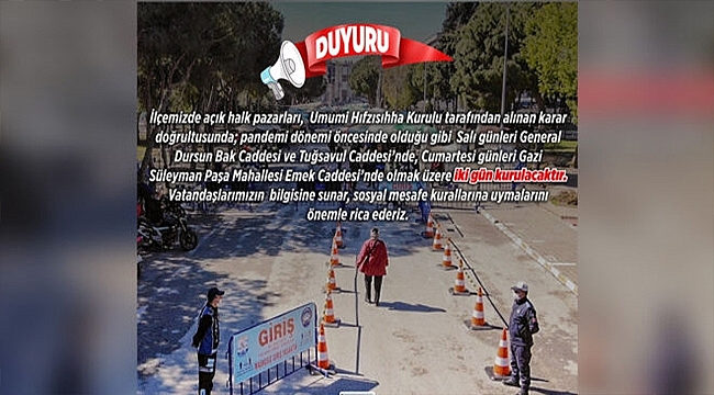 GELİBOLU'DA PAZAR 2 GÜN KURULACAK