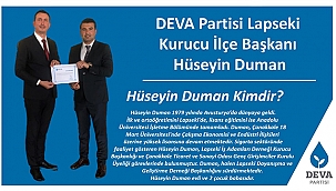 DEVA PARTİSİ LAPSEKİ KURUCU İLÇE BAŞKANI BELLİ OLDU