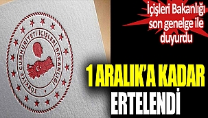 TÜM ETKİNLİKLER 1 ARALIK'A KADAR ERTELENDİ!