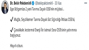 BAKAN PAKDEMİRLİ'DEN ÇANAKKALE'YE JEOTERMAL ENERJİ İLE ISITMALI SERA OSB MÜJDESİ
