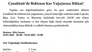 Çan'a Kar Geliyor! Buzlanma ve Don Olayına Dikkat!