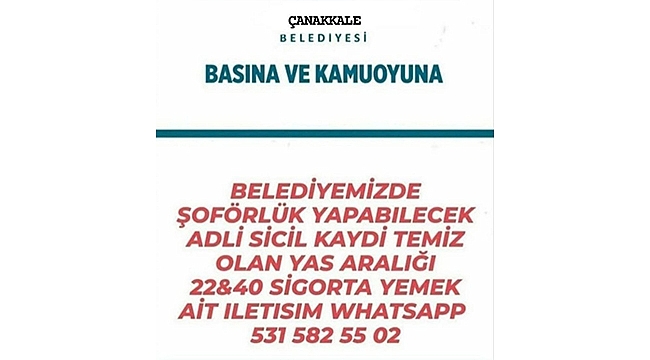 ÇANAKKALE BELEDİYESİNDEN DOLANDIRICILIK UYARISI!