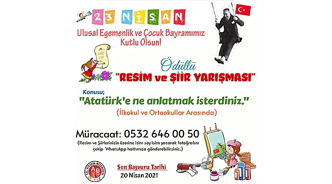 AYVACIK BELEDİYESİ'NDEN 23 NİSAN'A ÖZEL ÖDÜLLÜ RESİM VE ŞİİR YARIŞMASI