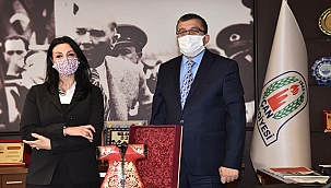 BAŞKAN ÖZ,SERAMİK SANATÇISINI AĞIRLADI