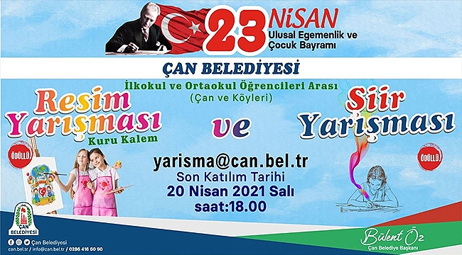 ÇAN BELEDİYESİ'NDEN "23 NİSAN ULUSAL EGEMENLİK VE ÇOCUK BAYRAMI" TEMALI YARIŞMA