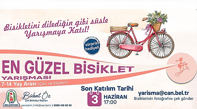 ÇAN BELEDİYESİ EN GÜZEL BİSİKLET YARIŞMASI DÜZENLİYOR