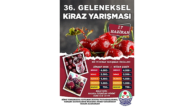 KİRAZ YARIŞMASI ÖDÜLLERİ BELLİ OLDU