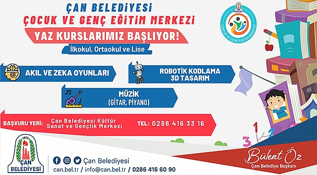 ÇAN BELEDİYESİ YAZ KURSLARI BAŞLIYOR