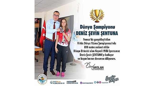 "KEPEZLİ MİLLİ SPORCUMUZ DENİZ ŞEVİN ŞENTUNA'YI KUTLUYORUZ"