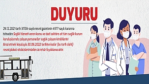 SAĞLIK ÇALIŞANLARI OTOBÜSLERDEN ÜCRETSİZ FAYDALANACAKLAR!