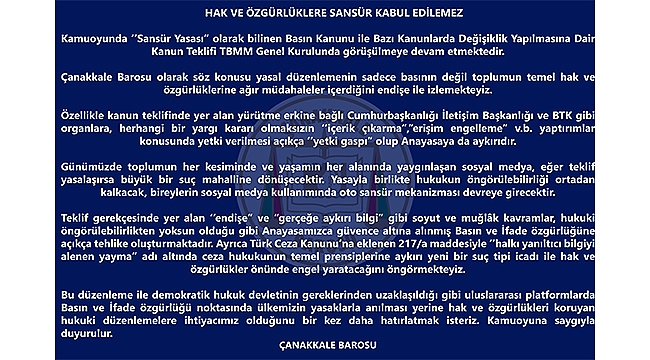 "HAK VE ÖZGÜRLÜKLERE SANSÜR KABUL EDİLEMEZ"