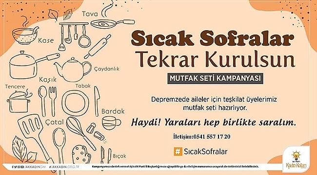 DEPREMZEDELER İÇİN MUTFAK SETİ YARDIMI