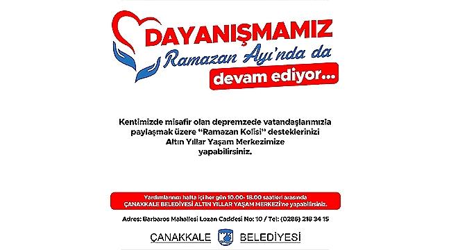 DAYANIŞMAMIZ RAMAZAN AYI'NDA DA DEVAM EDİYOR