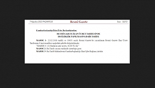 RESMİ GAZETE'YE ZAM