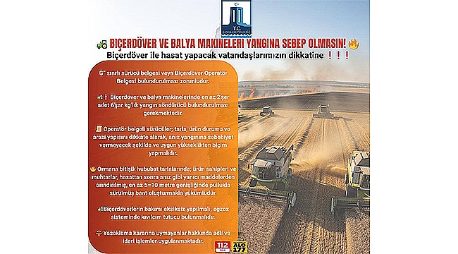  ÇANAKKALE VALİLİĞİNDEN YANGIN UYARISI!