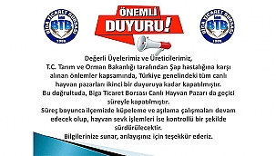 ALARM VERİLDİ, HAYVAN PAZARLARI KAPATILDI!