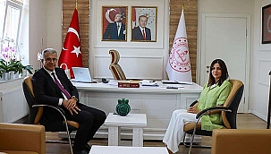 BAŞKAN AHMET ELBİ'DEN MİLLÎ EĞİTİM MÜDÜRÜ MİNE HAYTA'YA ZİYARET