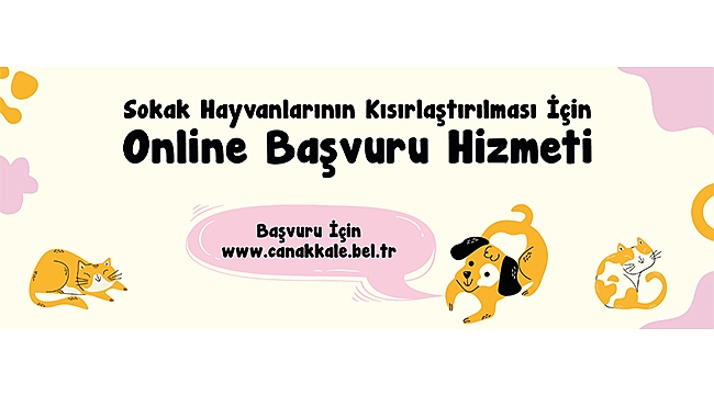 SOKAK HAYVANLARININ KISIRLAŞTIRILMASI İÇİN ONLİNE BAŞVURUDA BULUNABİLİRSİNİZ