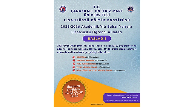 ÇOMÜ'DE LİSANSÜSTÜ ÖĞRENCİ ALIMLARI DEVAM EDİYOR