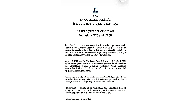  VALİLİKTEN İBRAHİM BODUR ANADOLU LİSESİ AÇIKLAMASI