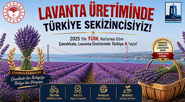  ÇANAKKALE LAVANTA ÜRETİMİNDE TÜRKİYE 8'İNCİSİ OLDU